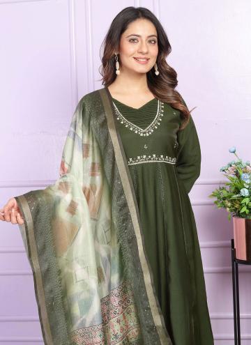 Green Viscose Hand Work Trendy Salwar Suit for Ceremonial