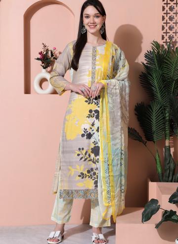 Grey color Digital Print Cotton  Designer Salwar Kameez