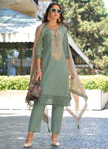 Grey Salwar Suit in Cotton  with Buttons