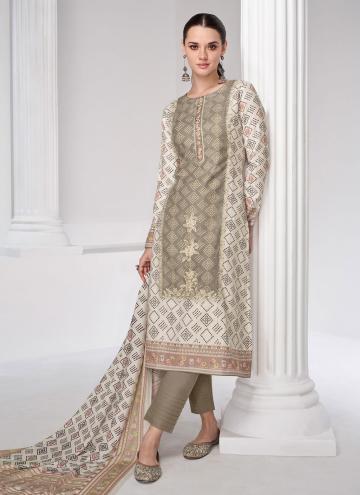 Grey Satin Digital Print Trendy Salwar Suit