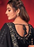 Jacquard Designer Saree in Black Enhanced with Sequins Work - 1