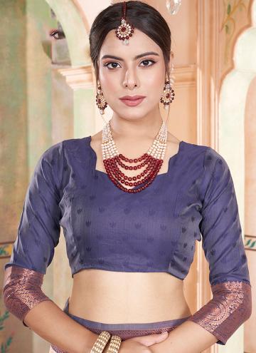 Kanjivaram Silk Trendy Saree in Multi Colour Enhanced with Woven
