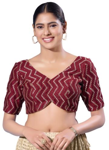Maroon Silk Embroidered Designer Blouse for Casual