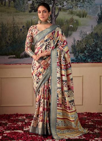 Multi Colour Classic Designer Saree in Tussar Silk with Printed