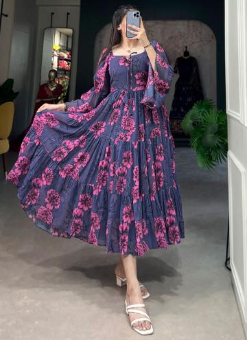 Multi Colour color Georgette Party Wear Kurti with Floral Print