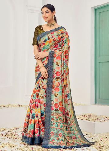 Multi Colour color Jacquard Silk Designer Saree with Digital Print