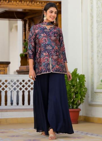 Multi Colour color Satin Salwar Suit with Foil Print