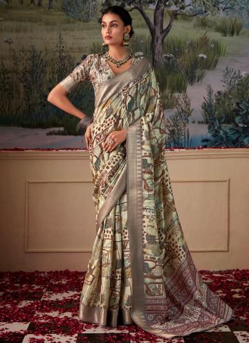 Multi Colour color Tussar Silk Trendy Saree with Printed