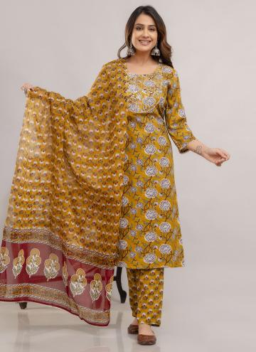 Mustard Cotton  Digital Print Salwar Suit