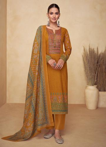 Mustard Cotton  Embroidered Salwar Suit