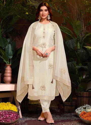 Off White color Viscose Salwar Suit with Jacquard 