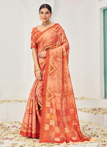 Orange Classic Designer Saree in Jacquard Silk wit