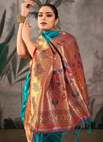 Paithni Designer Saree in Rama Enhanced with Woven