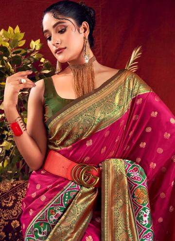 Paithni Trendy Saree in Pink Enhanced with Woven