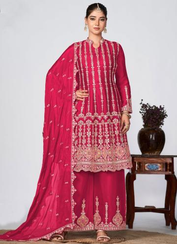 Pink color Chinon Salwar Suit with Embroidered