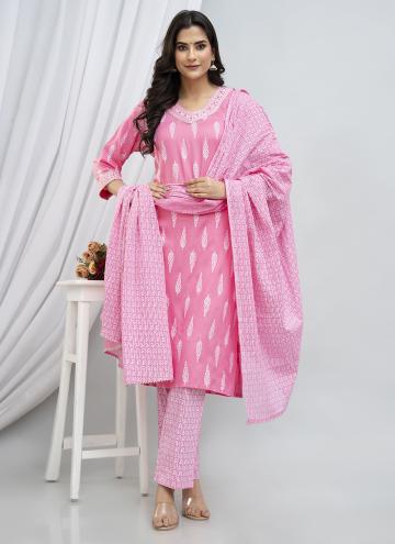 Pink color Cotton  Salwar Suit with Printed