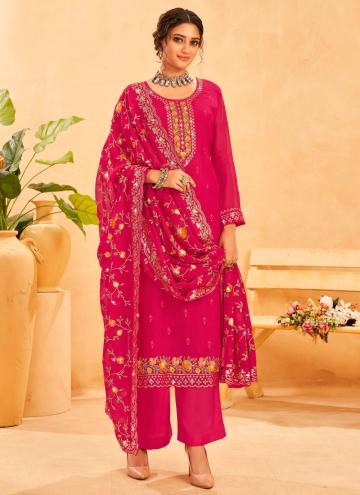 Pink color Embroidered Organza Designer Salwar Kameez