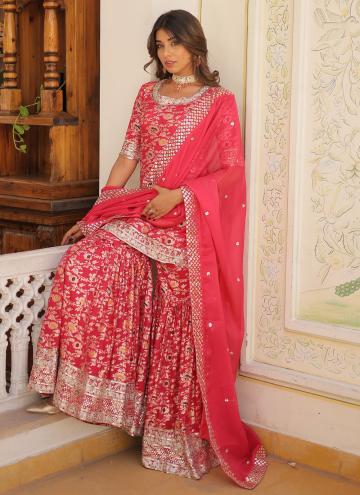 Pink Viscose Embroidered Trendy Salwar Kameez for Ceremonial
