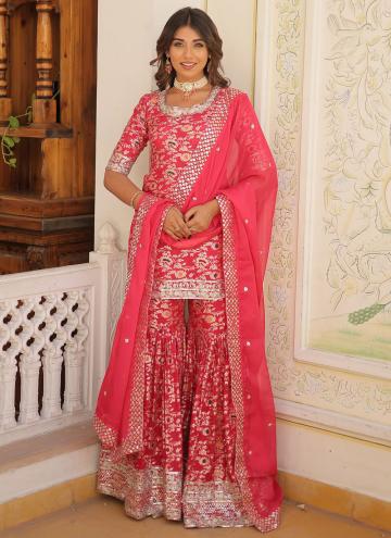Pink Viscose Embroidered Trendy Salwar Kameez for 