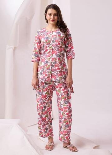 Print Cotton  Pink Designer Kurti