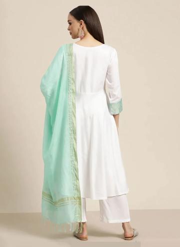Print Rayon White Salwar Suit