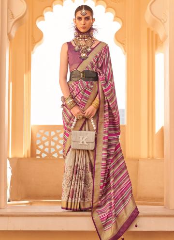 Printed Silk Pink Designer Saree