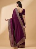 Purple Art Silk Stone Work Trendy Saree - 2