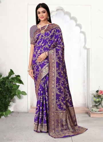 Purple Banarasi Woven Designer Saree for Ceremonial