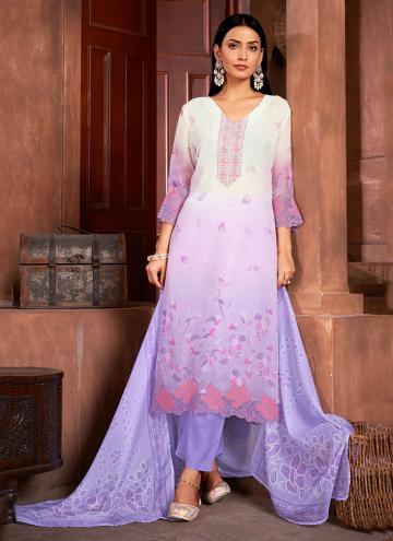 Purple color Muslin Designer Salwar Kameez with Digital Print