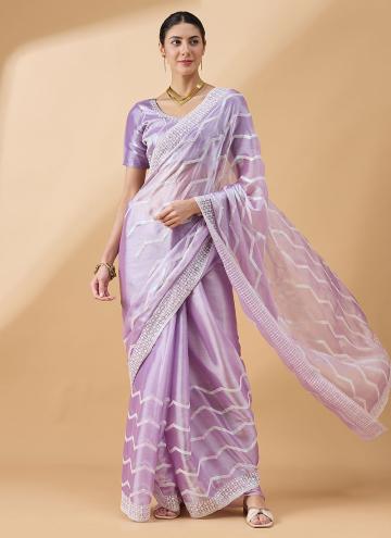 Purple color Tissue Classic Designer Saree with Se