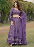 Purple Designer Lehenga Choli in Faux Georgette with Embroidered - 1