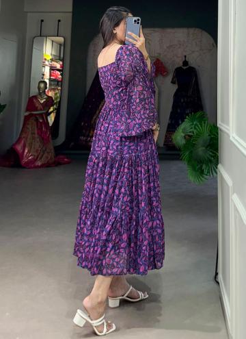Purple Georgette Floral Print Designer Kurti