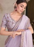 Purple Organza Embroidered Trendy Saree for Ceremonial - 1
