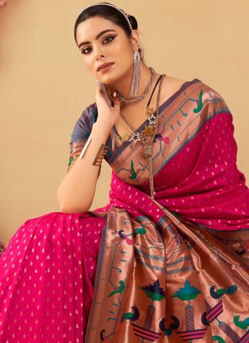 Rani color Woven Paithni Classic Designer Saree