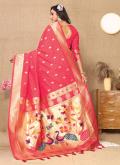 Rani color Woven Silk Contemporary Saree - 2