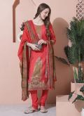 Red color Embroidered Muslin Salwar Suit - 3