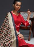 Red color Lace Cotton Silk Designer Salwar Kameez - 1