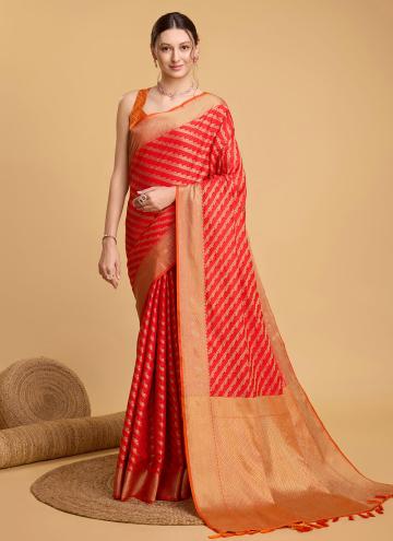 Red color Patola Silk Trendy Saree with Jacquard W