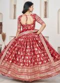 Red Lehenga Choli in Jacquard with Embroidered - 2
