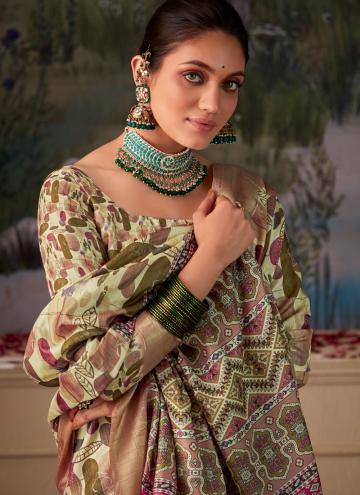 Remarkable Printed Tussar Silk Multi Colour Designer Saree