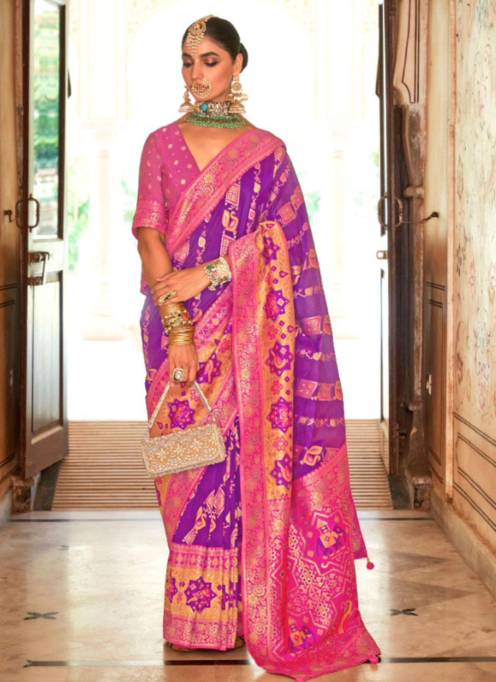 Remarkable Purple Banarasi Woven Designer Saree