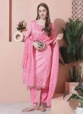 Rose Pink Satin Digital Print Salwar Suit for Ceremonial - 3