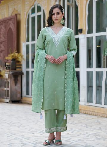 Sea Green Silk Blend Embroidered Salwar Suit