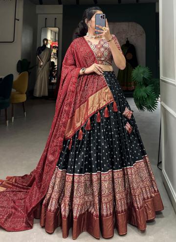 Silk Designer Lehenga Choli in Black Enhanced with