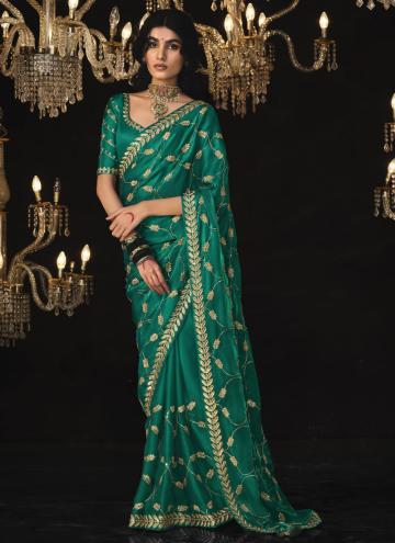 Silk Designer Saree in Green Enhanced with Border