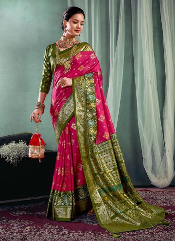 Silk Trendy Saree in Pink Enhanced with Foil Print