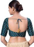 Teal Designer Blouse in Silk with Embroidered - 2