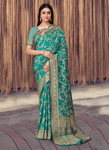 Turquoise Banarasi Woven Designer Saree for Ceremonial