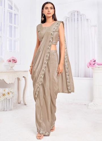Tussar Silk Traditional Saree in Beige Enhanced with Border