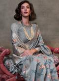 Woven Cotton  Grey Classic Designer Saree - 1